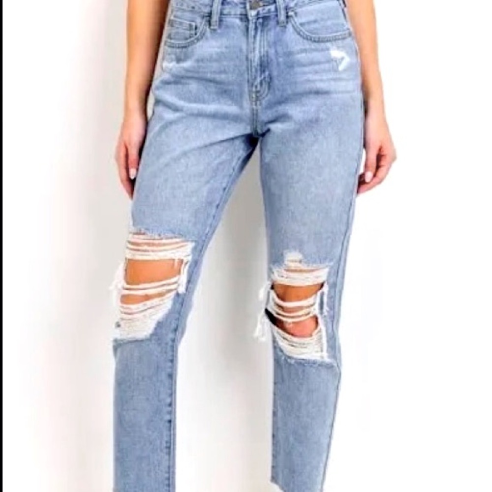 AFRM Distressed High Rise Button Fly Jeans Size 27 NWT